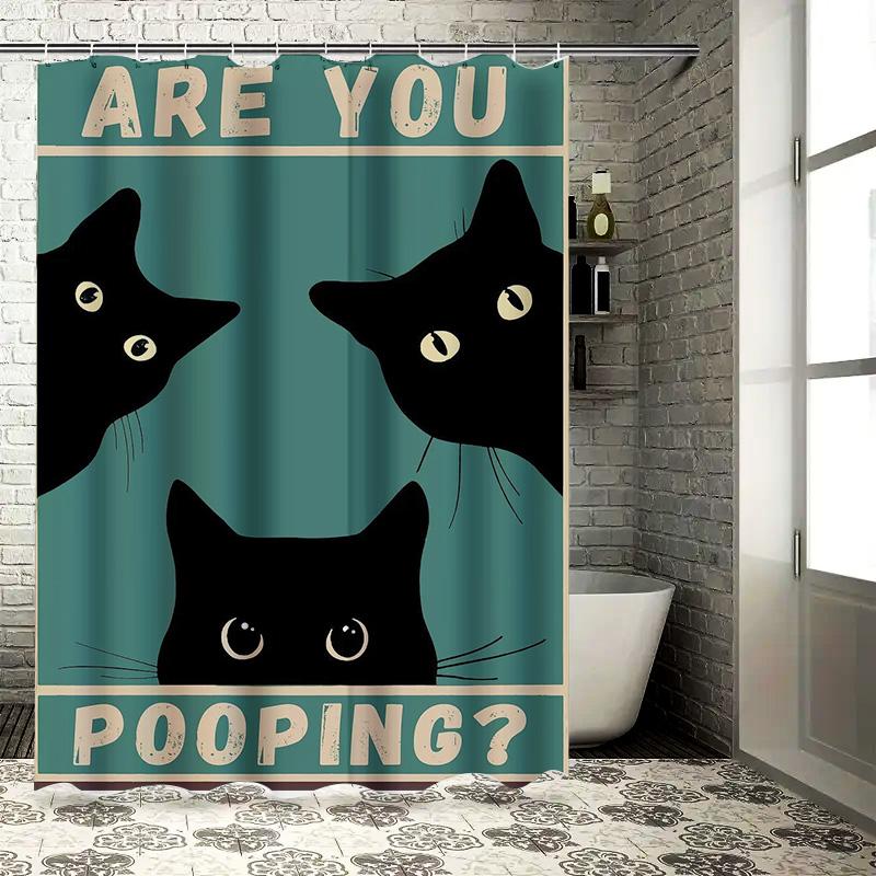 Black Cats Eye Pooping Shower Curtain Are You The One?