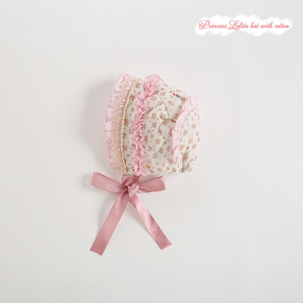 

Cute Quilted Winter Lolita Hat for Baby Girls - Heavy Embroidery & Lace, Thick and Warm M 46-50 cm 1-2 years