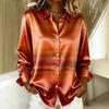 Vintage Color-Block Striped Satin Long Sleeve Shirt Women Relaxed Fit Office Casual 2026