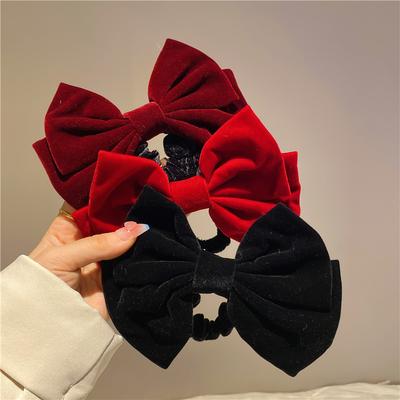 Vintage Velvet Bowknot Hair Scrunchies Hair Tie Women Girls Elegant Ponytail Large Bows Hair Rubber Bands Hair Accessories