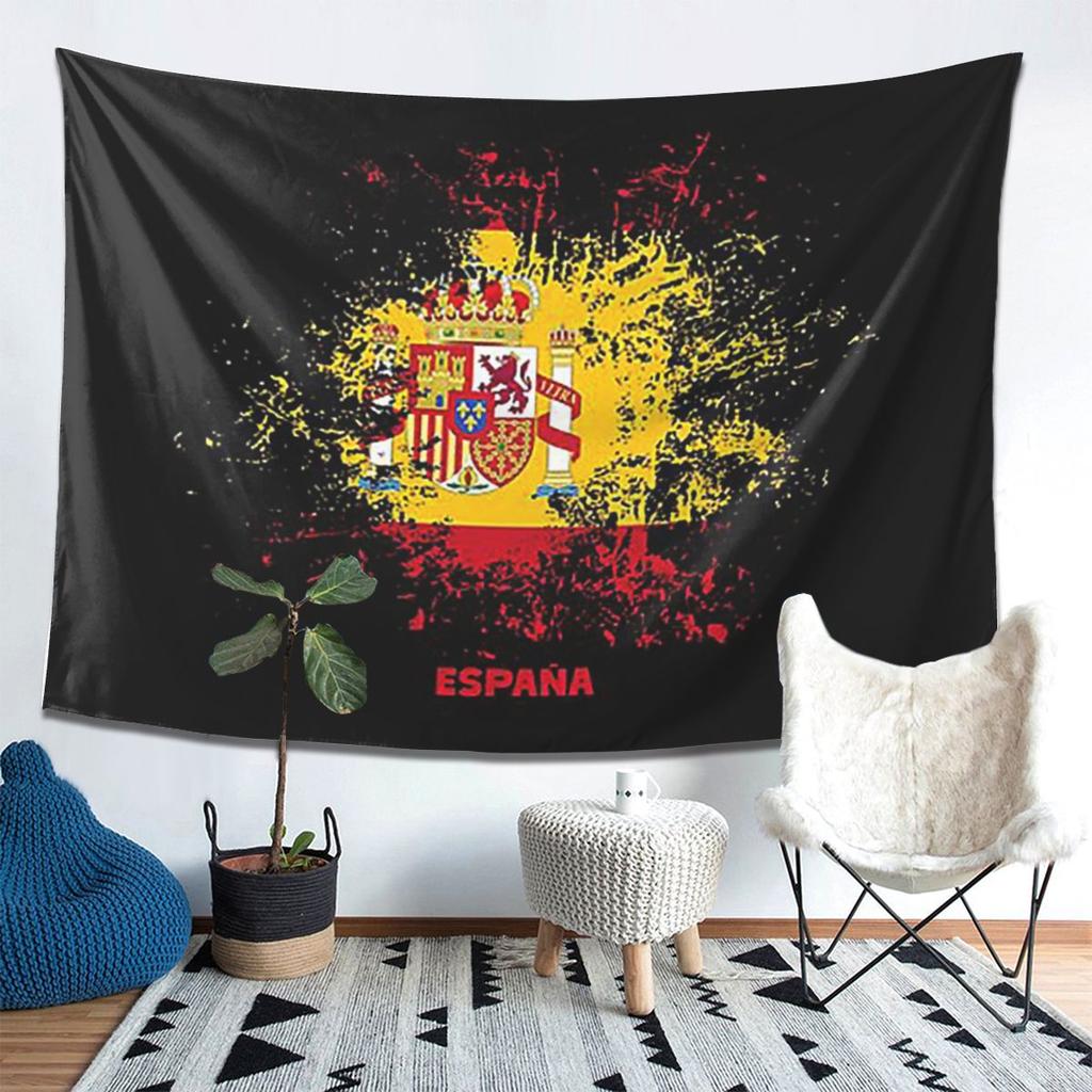 Spain Watercolor Spaniard Flag Spanish Outfit Tapestry Art Aesthetic Tapestries for Bedroom Home Wall Cloth Wall Hanging