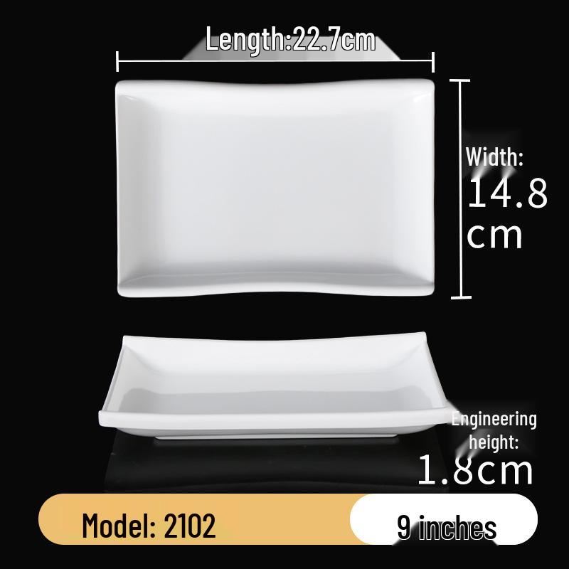A5 White Melamine Cheong Fun Plate - Imitation Porcelain, Commercial Use, Creative BBQ and Breakfast Snack Dish