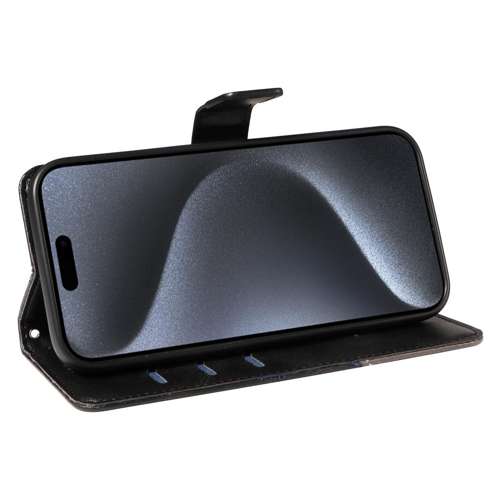 For iPhone 15 Pro Case Shockproof Geometric Lines PU Leather Phone Cover