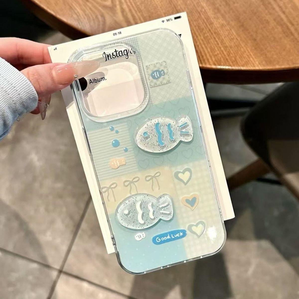 

Трехмерная маленькая рыбка с браслетом, подходит для чехла мобильного телефона Xiaomi 15/14 Redmi Note14pro1312K80k70K60K50 Mi 15