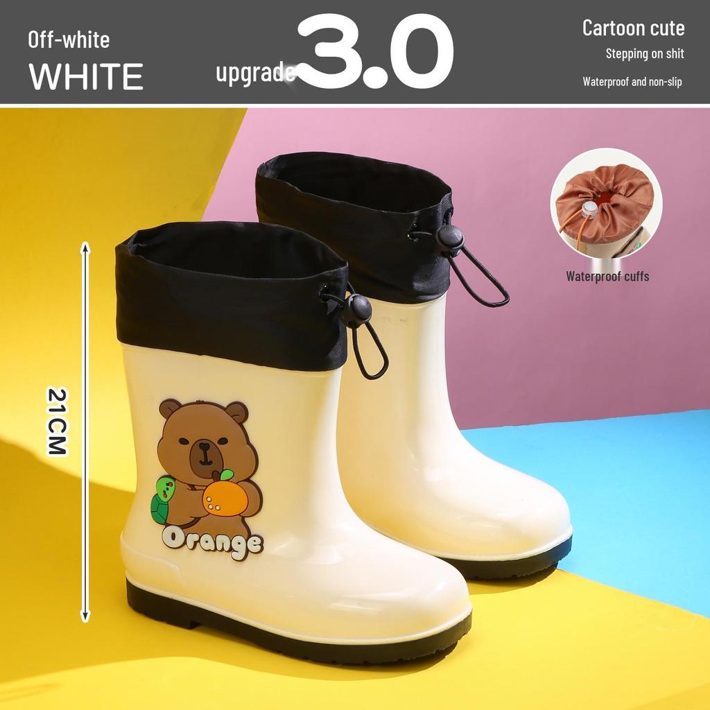 Wasserdichte gefütterte Gummistiefel für Kinder: Rutschfeste, kältebeständige Gummistiefel mit Kordelzug für Kleinkinder und ältere Kinder