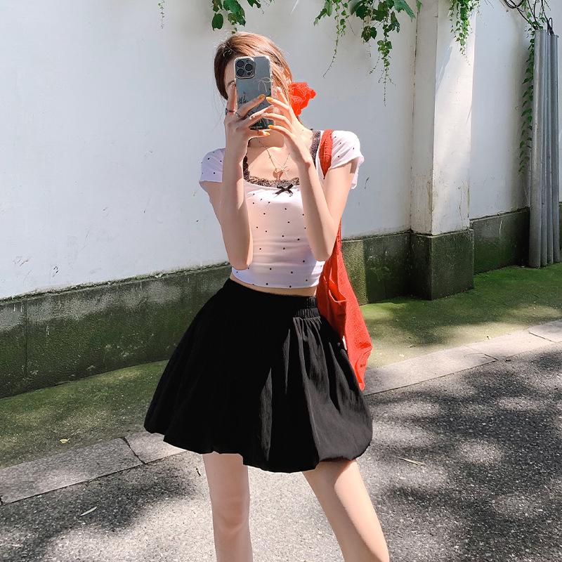 2025 Spring/Autumn Women s High-Waisted Stylish Slimming Midi Skirt L чёрный