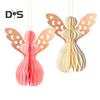 Angel Honeycomb Ornament Paper Angel Hanging Ornament with Sparkling Edge 3D Honeycomb Angel Decoration for Birthday Party Wedding