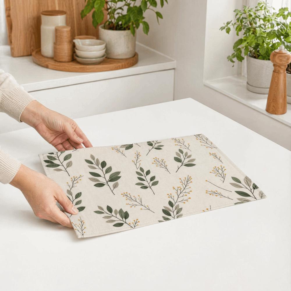 2PCS Oil-Proof Dining Table Mat Rectangular Coffee Cup Mats Washable Heat-Insulating Mat  Kitchen