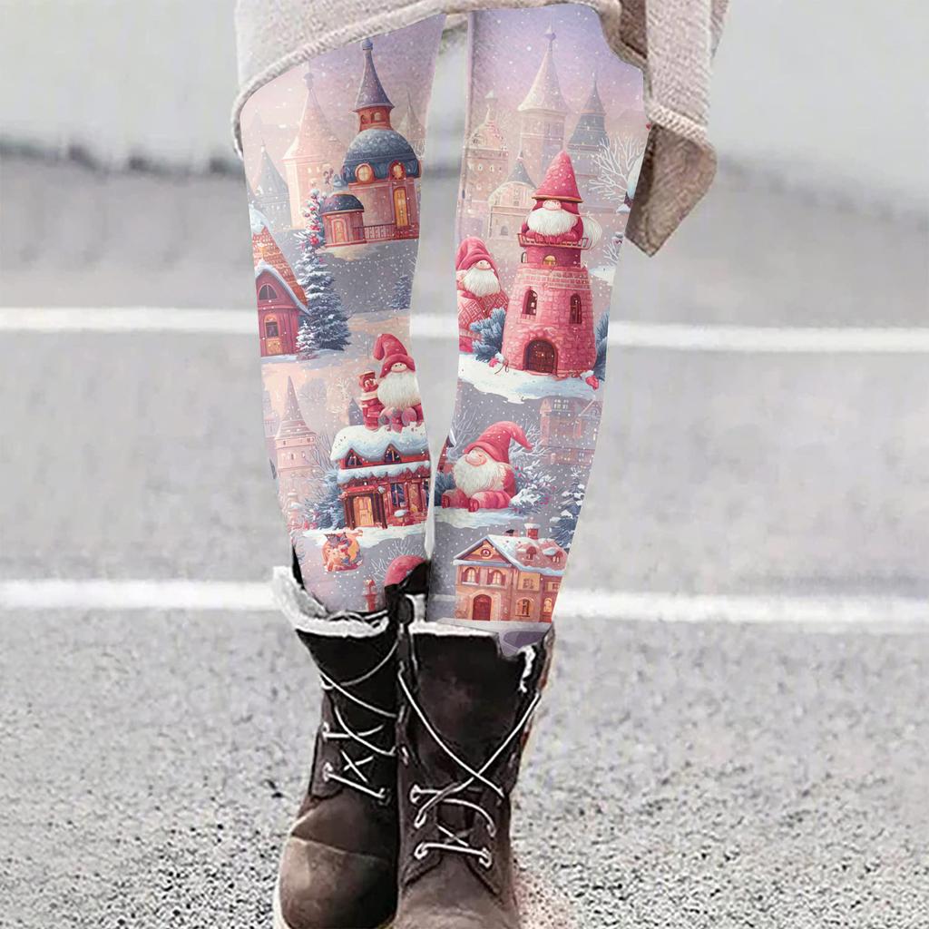Women's Christmas Print Slim Fit Elastic Yoga Casual Pants