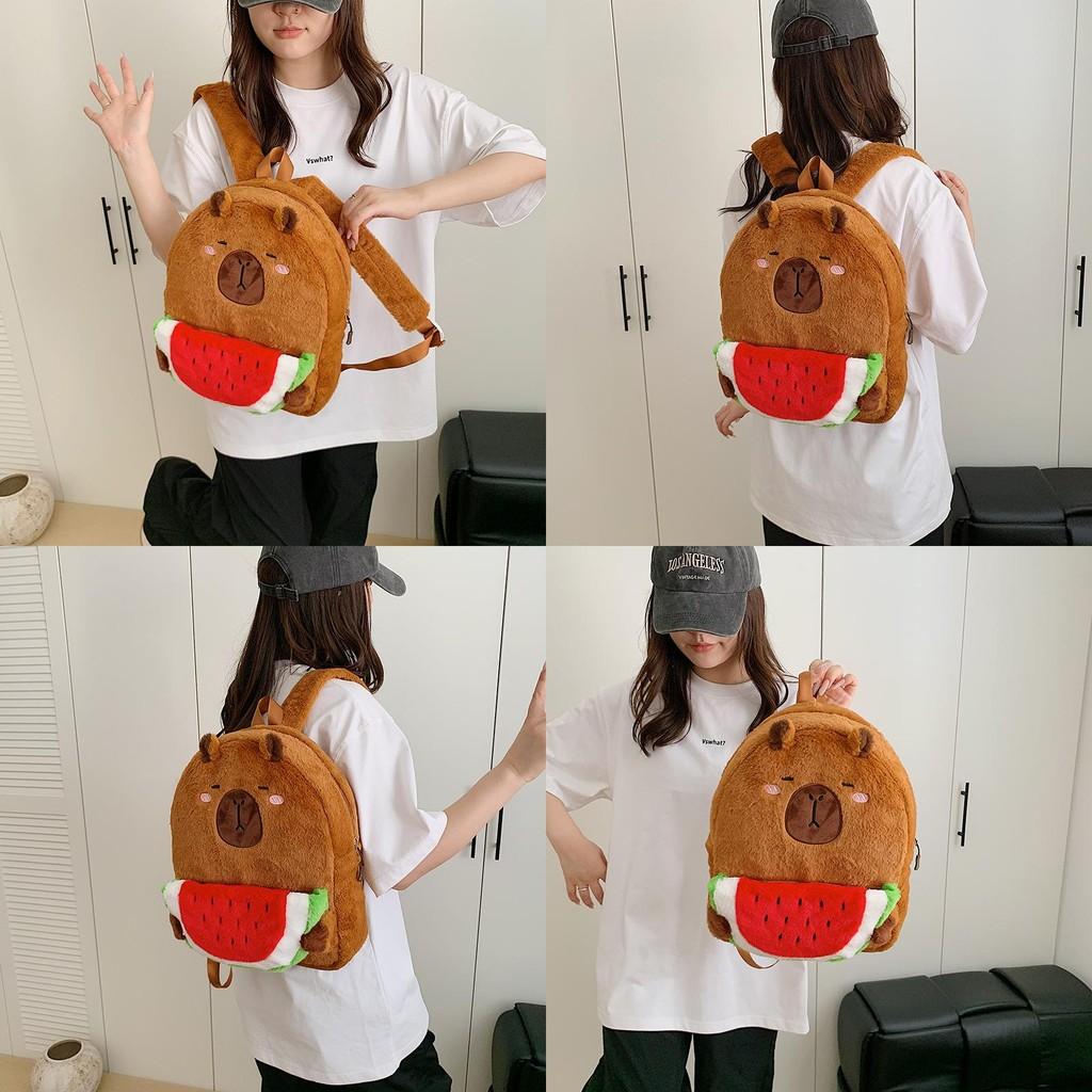 Capybara Plush Backpack For Kids With Zipper Closure And Breathable Design For School And Travel