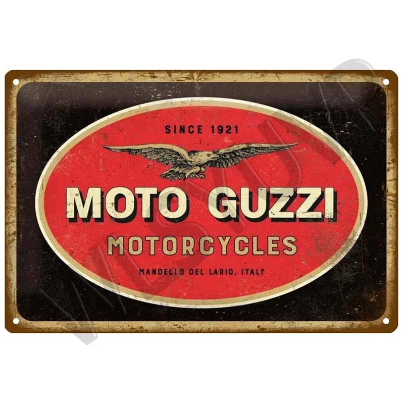 Moto Guzzi Gammal Man Plakett Metall Vintage Tennskylt Shabby Chic Dekor Metallskyltar Vintage Barinredning Metallaffisch Metallplatta
