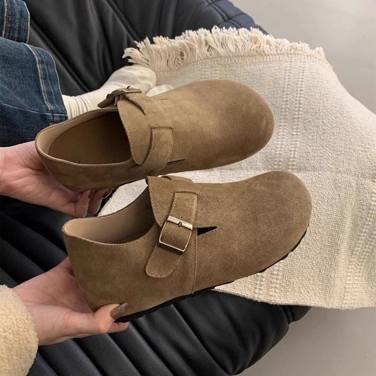 One Pedal Retro Boken Single Shoes 5cm Boken Shoes Women's 2025 Autumn New Thick-soled Heightening Doudou Loafers