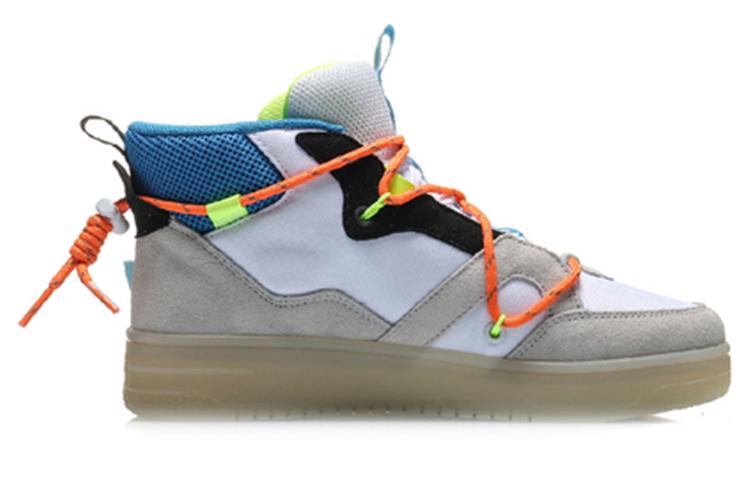 Li Ning CF Hunter Slip Resistant Abrasion Resistant High Top Skateboard Shoes Women's White Orange AGCQ158-4