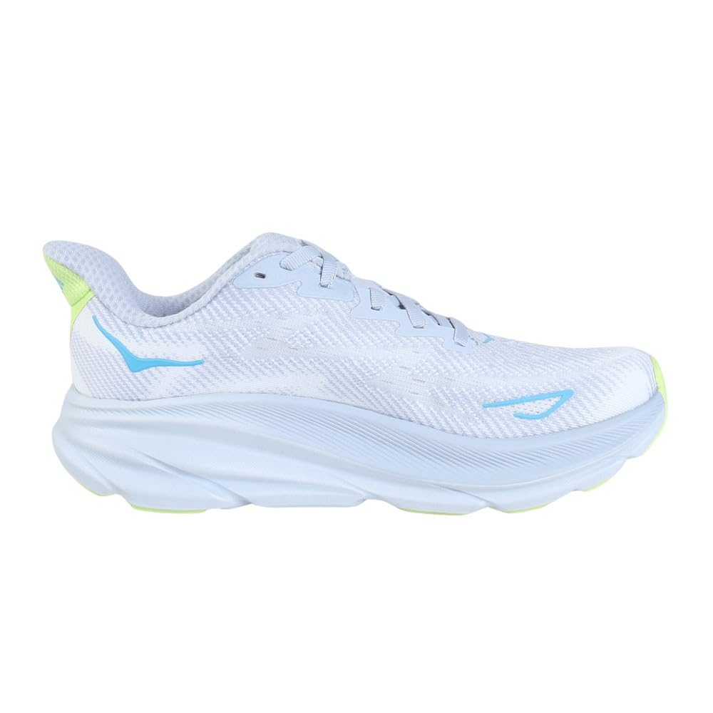 HOKA Clifton 9 Wide Running Gray Sneakers for and Walking Shoes, (1132211-GLLS), Jogging, Cushioning, (Gray/22.5/Women's)