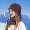 Women's Woolen Cap Thickening Warm Ear Cold Knitting Cap Two Sets