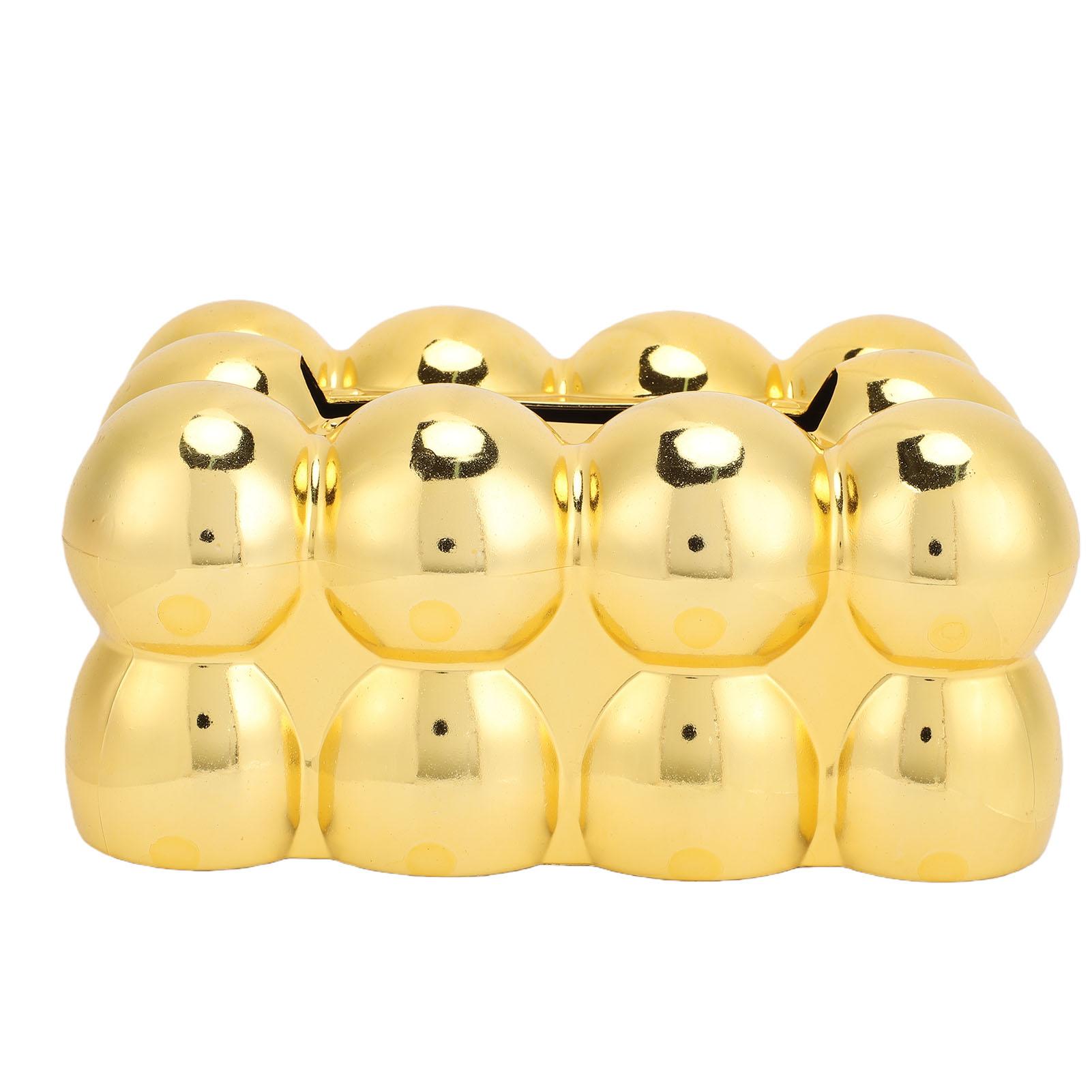 Boîte à mouchoirs de luxe Grande capacité 3D Bulle Élégant Couvercle de boîte à mouchoirs Doré pour Maison Bureau Doré or
