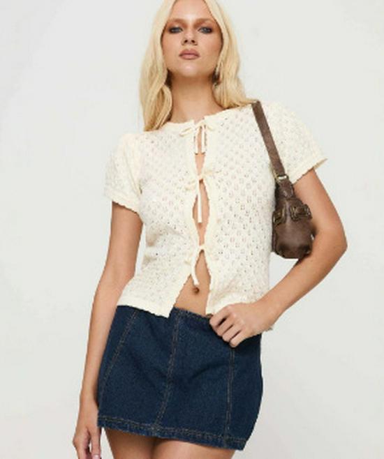 In Stock Strappy Round Neck Short Sleeve Fashion Casual Shirt