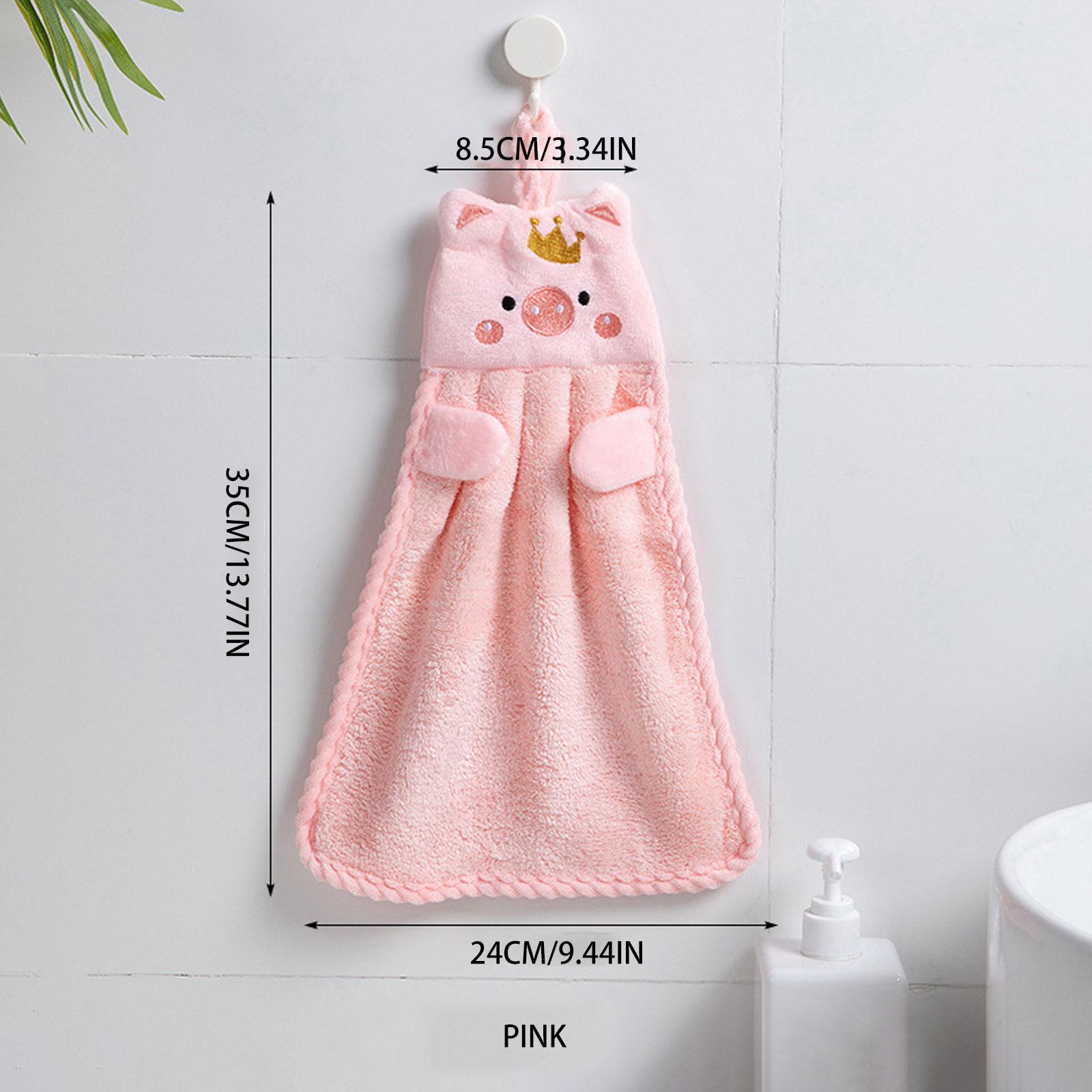 

Милое полотенце для рук в виде свиньи, бытовые махровые полотенца из кораллового бархата для ванной комнаты, кухни, мягкие петли для подвешивания, быстросохнущие впитывающие салфетки, полотенце розовый