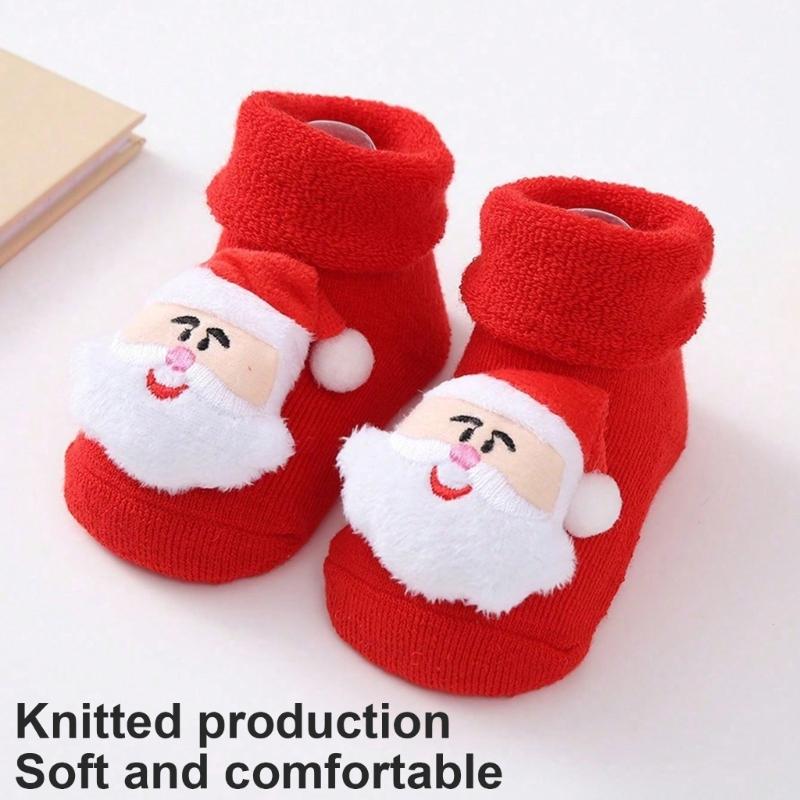 Terry Socks for Infants 0-12 Months Christmas Pattern Warm Cotton Socks Warm & Protective Socks for Indoor & Outdoor Use