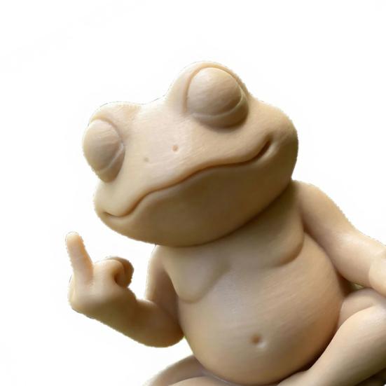 Meditatieve Kikkerbeeldje 3D Geprint Grappige Zen Yoga Kikker Tuinbeeld met Middelvinger voor Bureau Planken Huis Kantoor Terras Decoratie
