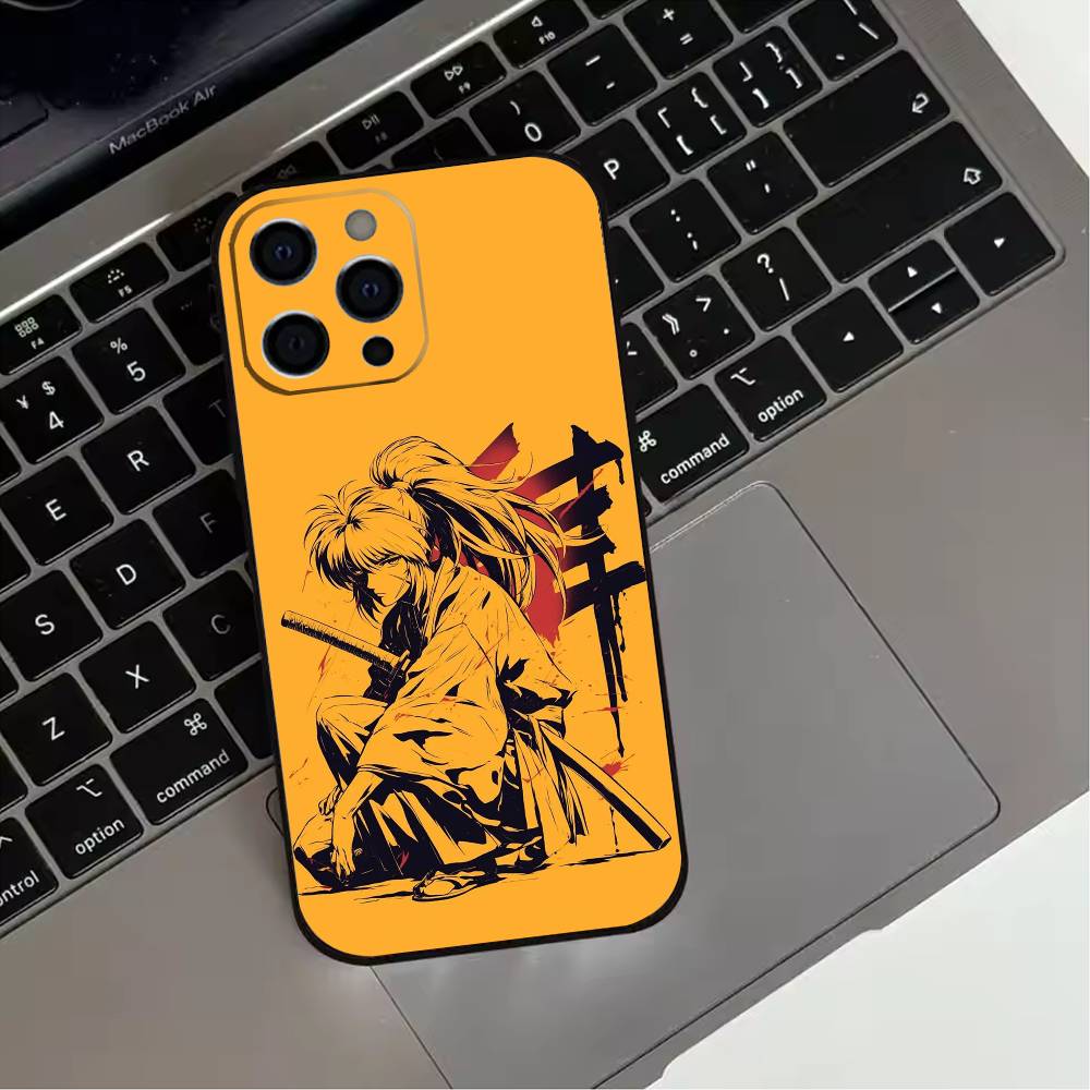 

Чехол для телефона Аниме R-Бродяга Кэнсин Для iPhone 17,16,15,14,13,12,11 Plus,Pro Max,XS,Мягкий силиконовый черный чехол iPhone16pro