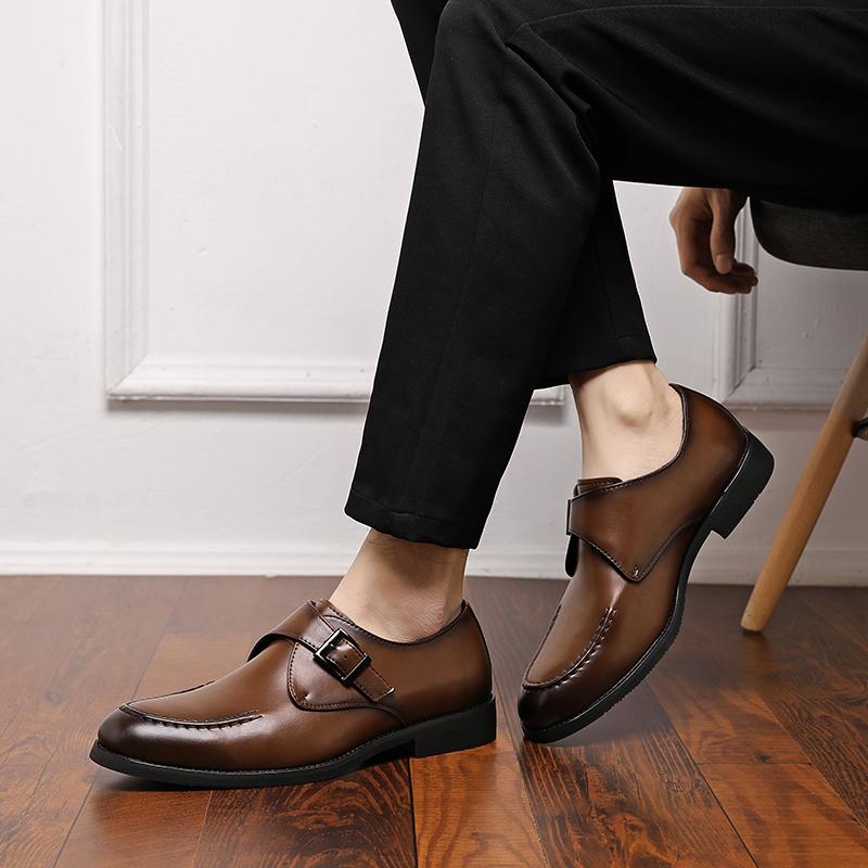 Spring Men’s Dress Shoes Quality Leather Brand Wedding Loafers Decorate Buckle Casual Business Shoes for Successful Men's Shoes