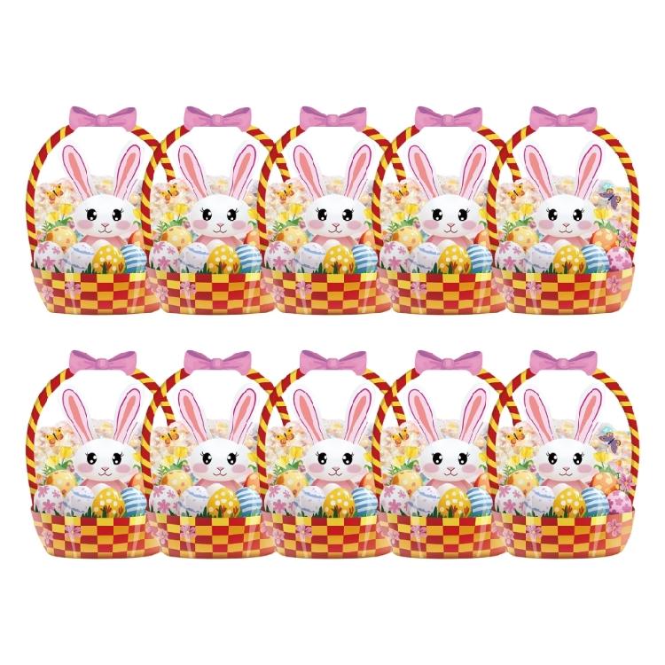 

25cm Transparent Rabbit Ears Treat Bags With Resealable Top Convenient For Storing Cookie Chocolates And Nut