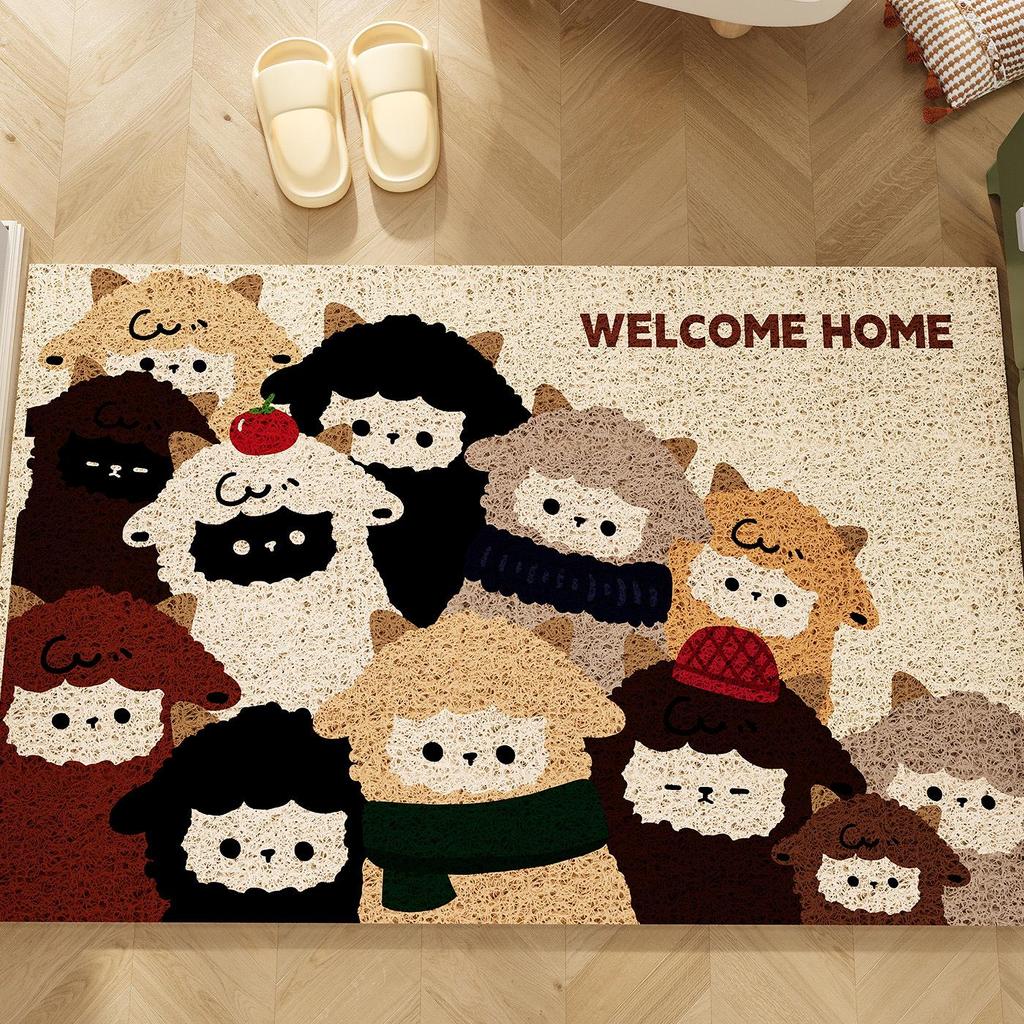 Cartoon Entrance Doormat: Non-Slip, Dirt & Wear-Resistant, Silk Ring Mud Scraper for Households