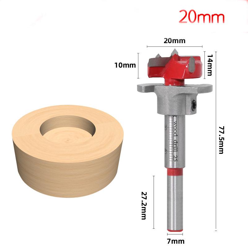 Adjustable Hinge Boring Bit Set 15-35mm - Carbide Tipped Flat Wing Drill for Cabinet Doors with Depth Stop & Guide Bushings