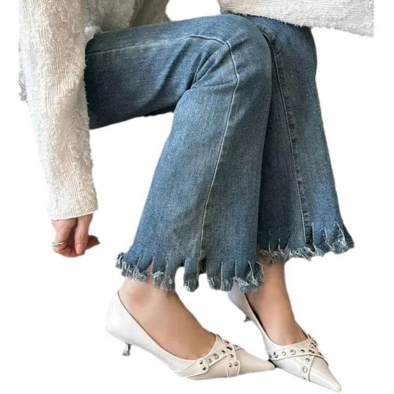 High Heeled Shoes for Women 2024 New French Pointed Temperament Cross Metal Shallow Mouth Single Shoes Heels Women