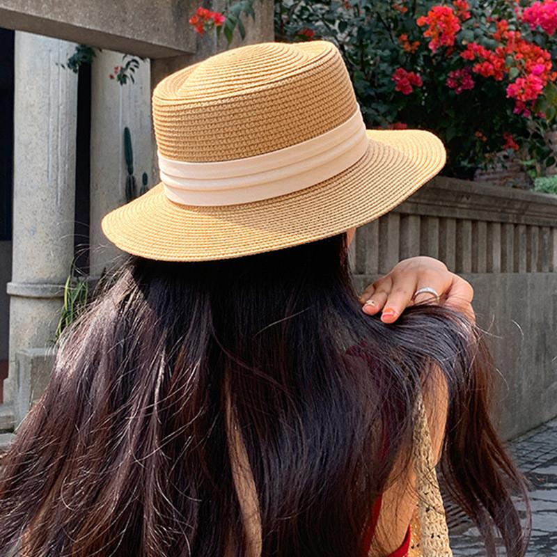 Panama Straw Hat With Butterfly Bow For Beach Vacation Sun Protection Summer Fashion