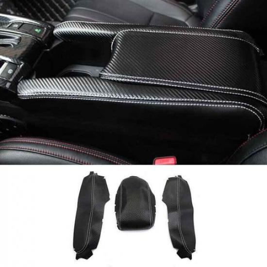 Carbon Fiber Leather 2016- For Honda Civic Armrest Box Cover Central Console