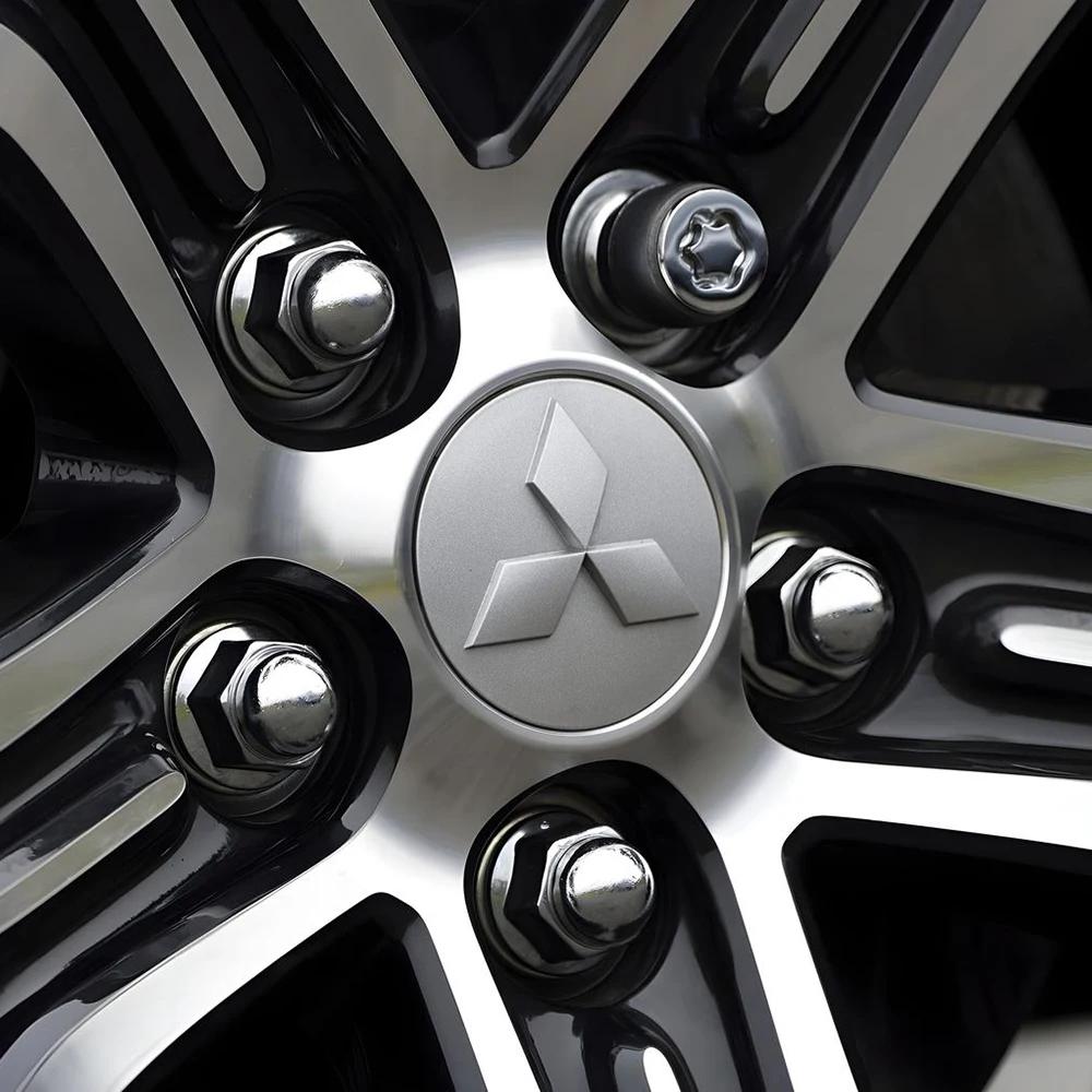 4PCS 60mm Wheel Hub Cap Emblem Stickers for Mitsubishi Compatible with All Models Pajero Outlander Lancer Rim Decal Easy Install
