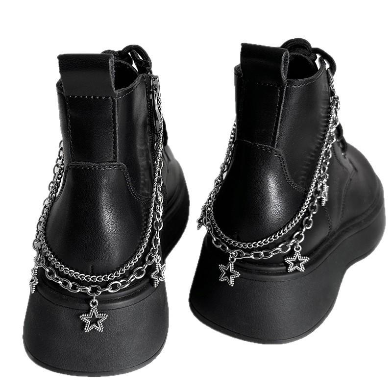 Fashionable And Versatile Lace Five-pointed Star Double-layer Titanium Steel Shoe Chain, Detachable Boot Buckle, Shoe Accessory.