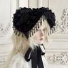 Elegant Gothic Widows Hat Handmade Lace Detailing Perfect for Cosplay Costume Accessories Stage Performances