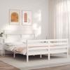 VidaXL Bed Frame with Headboard White 160x200 Cm Solid Wood 3195102