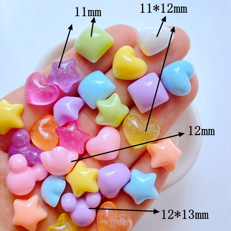30Pcs New Cute Mini Star, Heart-Shaped Square Flower Flat Back Resin Cabochons DIY Jewelry Craft Decoration Accessorie