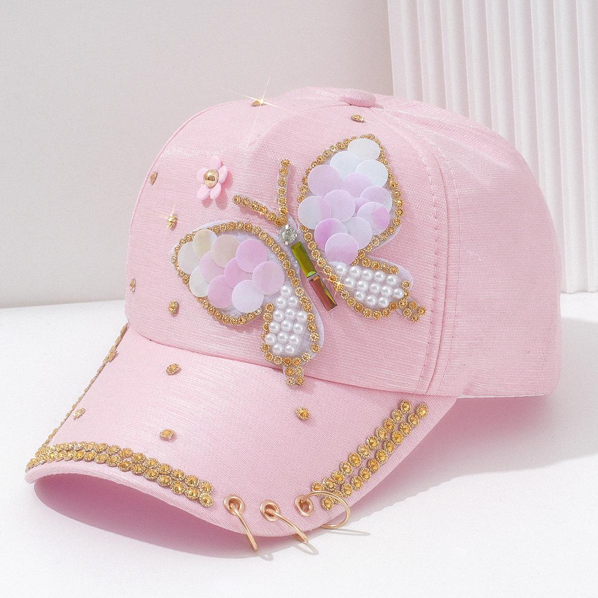 

Женская бейсболка в стиле хип-хоп с 3D бабочкой, жемчугом, цепочкой и стразами Medium (56-58cm) розовый