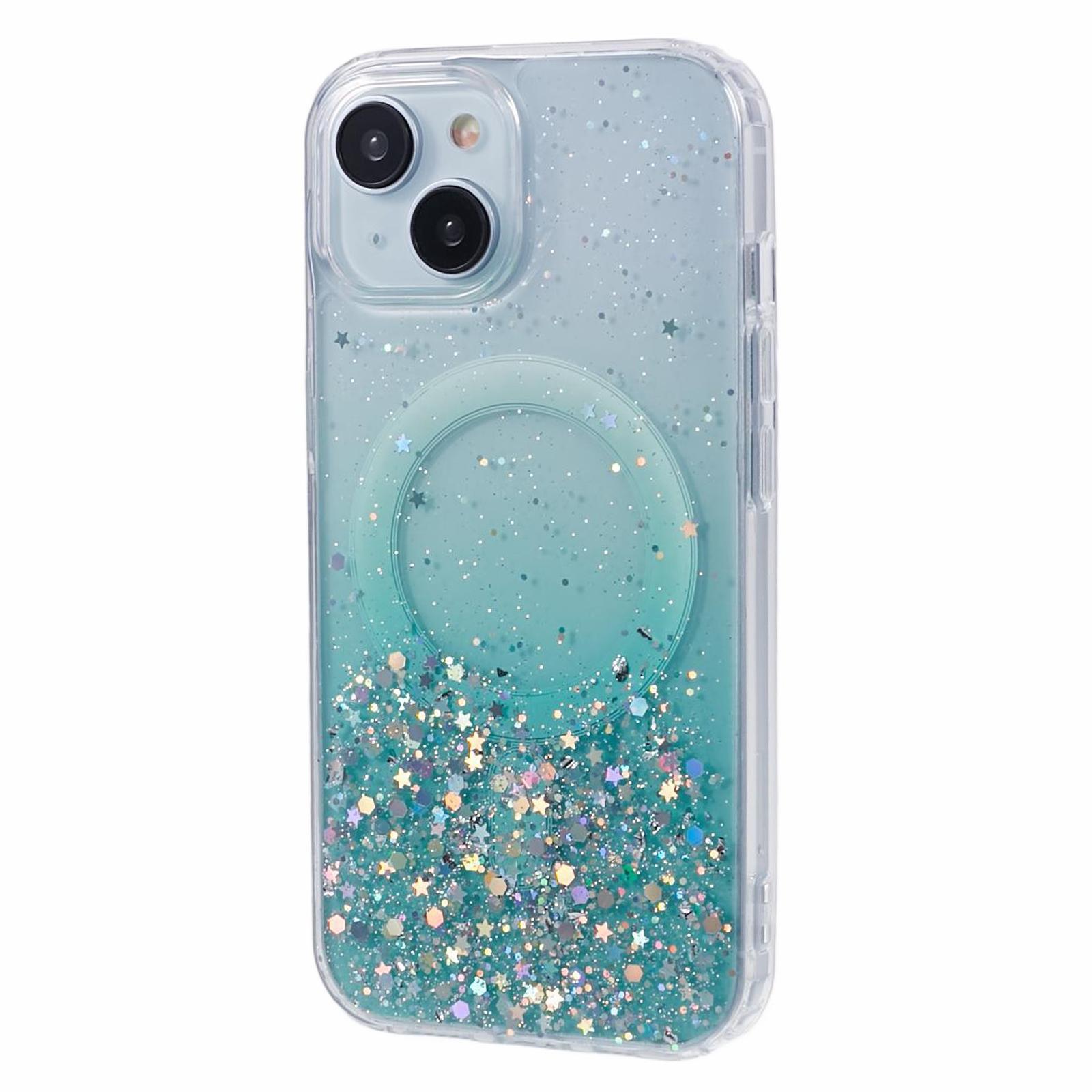 

JTW Series for iPhone 15 Magnetic Case Gradient Glitter Sequins Epoxy Phone Cover Green
