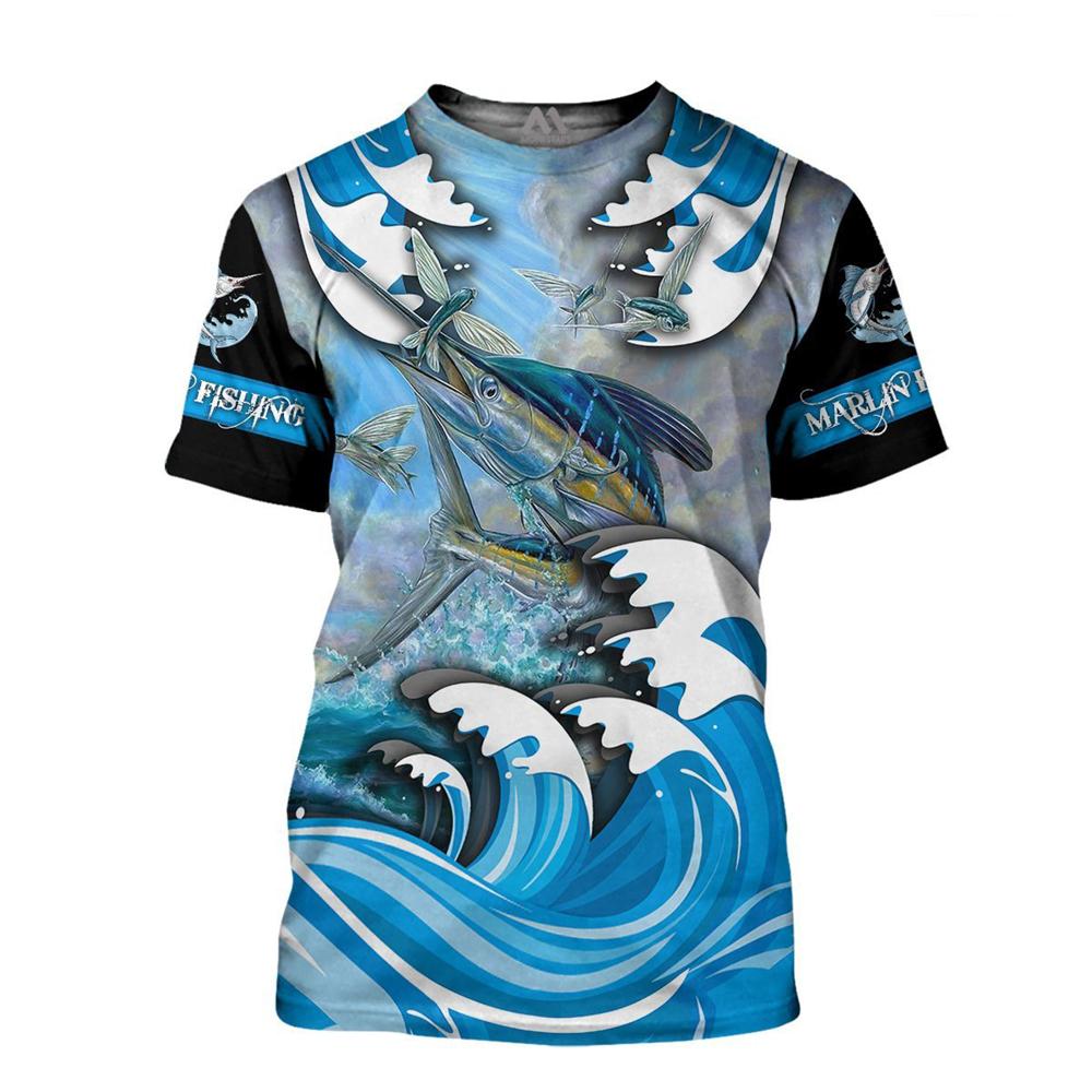 Vintage T Shirt for Mens Fishing 3D Print Outdoor Sports Short Sleeve Top Casual Man's T-Shirt Loose Tee Graphic Men Clothing