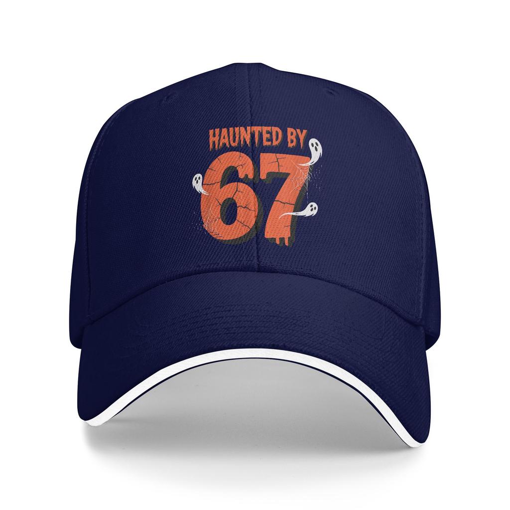 Haunted by 67 Halloween Funny 67 Meme Six Seven Ghost Baseball Cap Fashion Trucker Hat Summer Men Hiking Fishing Baseball Caps
