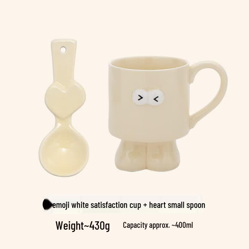 Red Ceramic Emoji Coffee Mug with Coaster