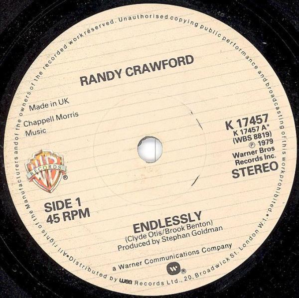 7inch Record RANDY CRAWFORD  Endlessly K17457 WARNER BROS. 1979 UK SoulFunk Used
