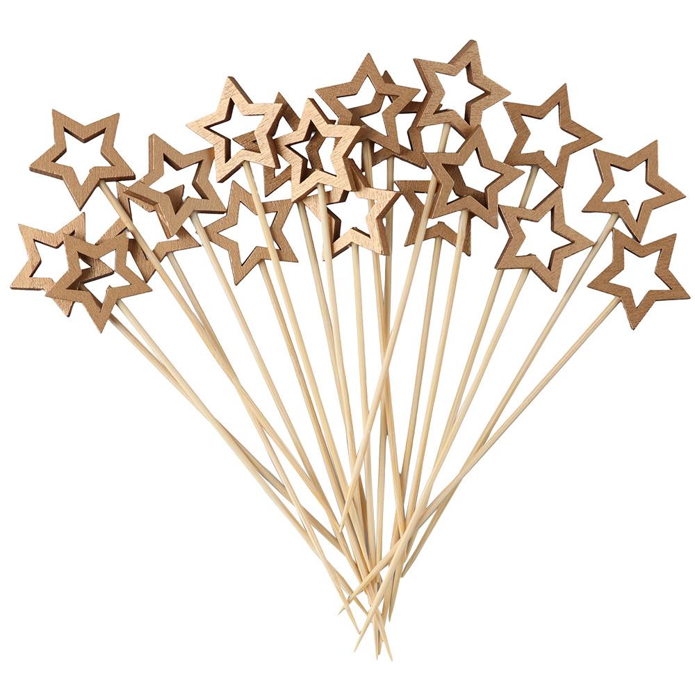 50 pcs Disposable Five Pointed Star Bamboo Skewers Bamboo Disposable Bamboo Fruit Skewers  Fruit