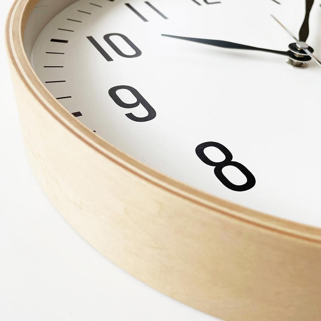 KATOMOKU Plywood Clock 19, Natural, km-111NA, Wall Clock with Continuous Second Hand, 30.4cm Diameter (quartz Clock)