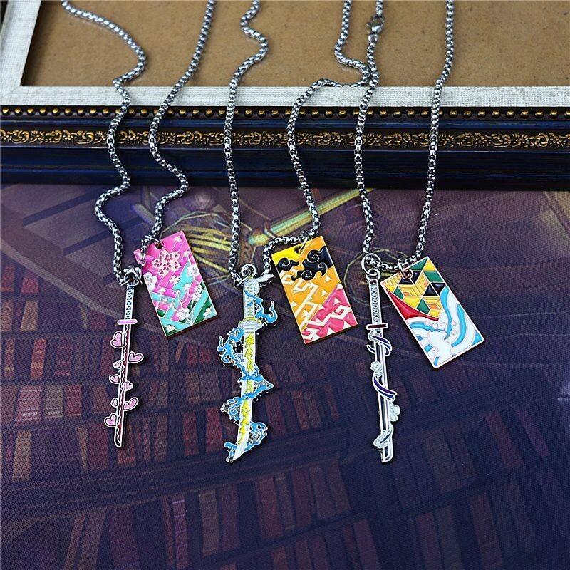 Demon Slayer Kamado Tanjirou Necklace Rengoku Kyoujurou Merchandise Cute Creative Cartoon Figures Fashion Costume Party