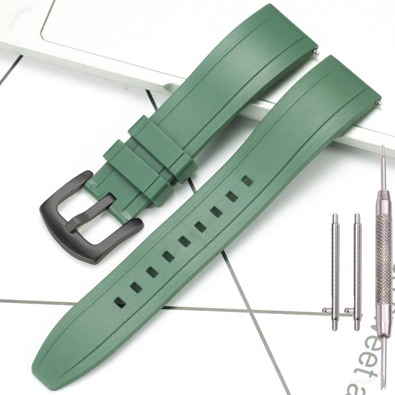 Dust-Free Rubber Waterproof Quick Release Watchband 20mm 22mm 24mm 26mm Black Silicone Strap for Seiko Omega Watch Accessories