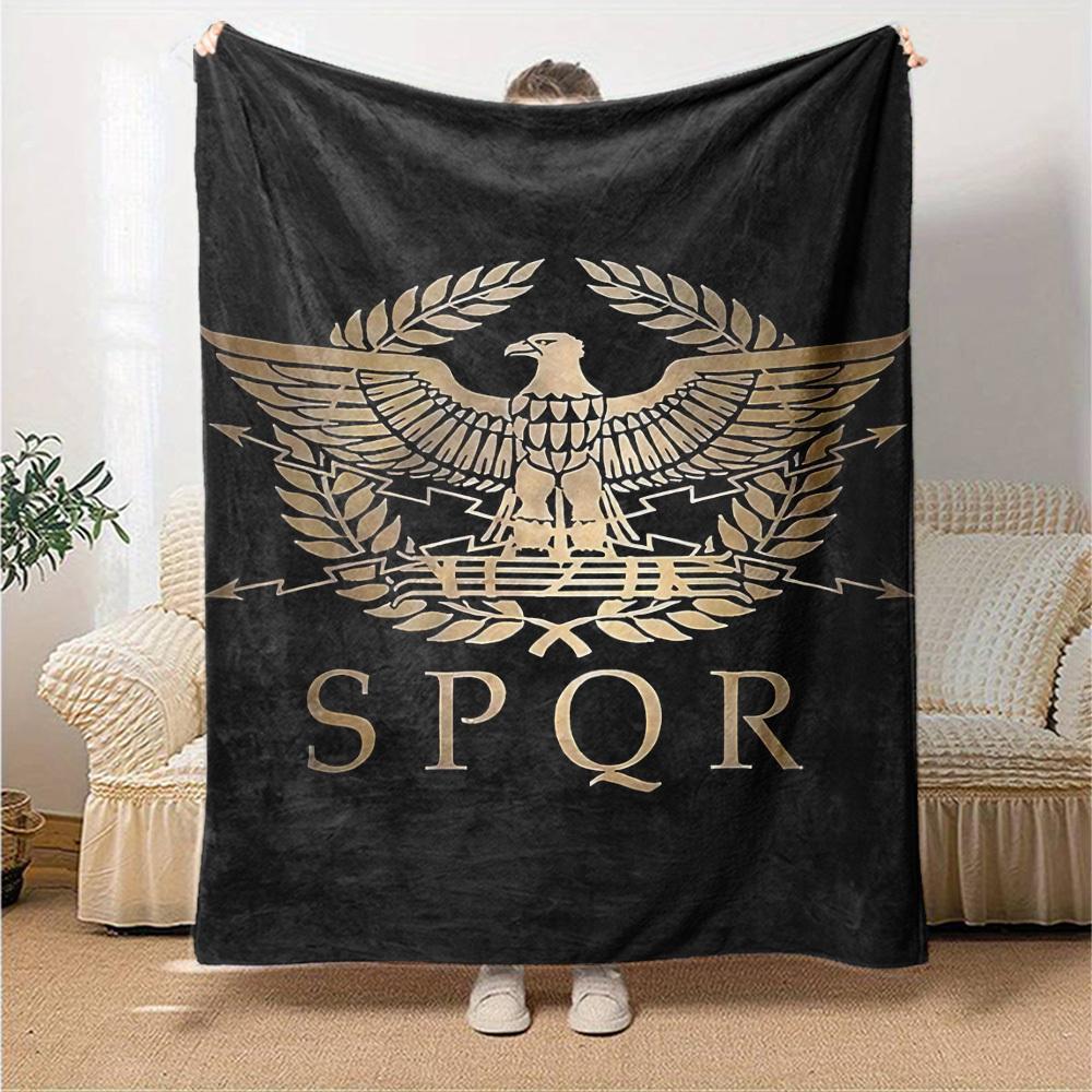 1pc Eagle SPQR Throw Blanket Soft Flannel, Cozy All Season Polyester Perfect for Home, Office