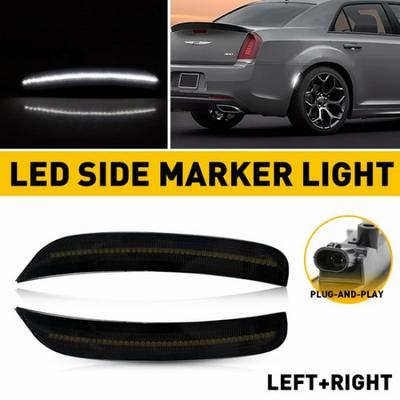 For Chrysler 300 2015- White LED Rear Side Marker Lights Lamps - Smoked Lens