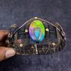 Natural Rainbow Solar Quartz Copper Wire Wrap Cuff Bangle Adjustable ET-4663